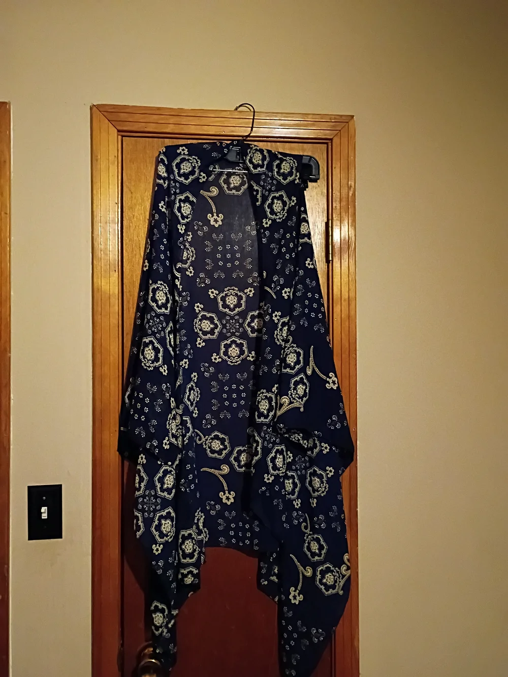 SO Black Floral Sheer Kimono Wrap with Yellow & Green Accents